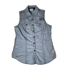 Y2K Harley Davidson button up blouse
